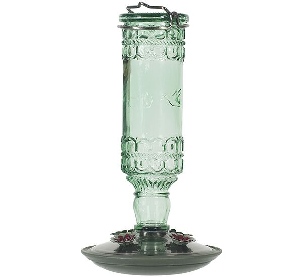 Perky-Pet® Green Antique Glass Bottle Hummingbird Feeder