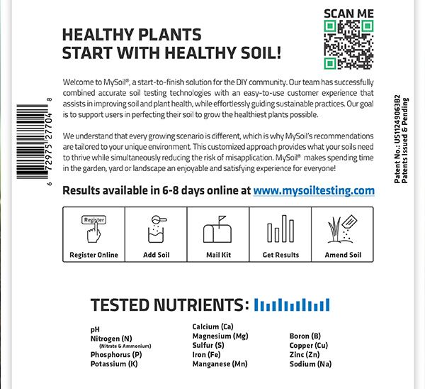 MySoil test kit back
