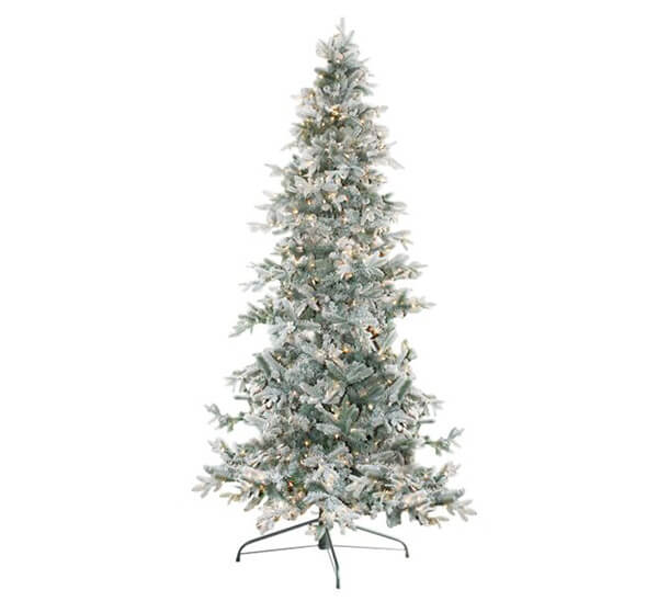 Flocked Durham Pine 9' Clear Lights