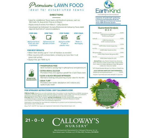 Calloway’s Premium Lawn Food Phosphorus Free