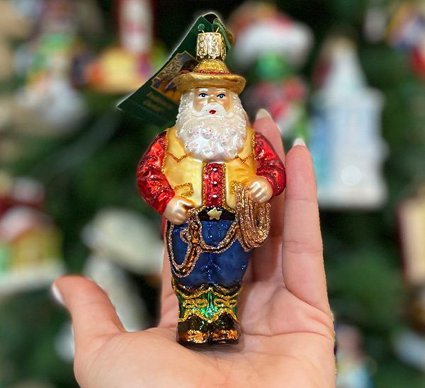 cowboy santa ornament